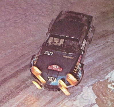Jean-Pierre Nicolas - Michel Vial
42º Rallye Automobile de Monte-Carlo 1973. Alpine-Renault A110 1800 (8694 HG 76). Clasificado 3º.

Del 19 al 26 de Enero, Monte-Carlo.
Superficie: asfalto - nieve - hielo.

El Rally tenia un total de 4800.00 km de los que 456.50 km divididos en 18 tramos eran especiales (2 ellas fueron canceladas SS10 Col de la Porte de 18.25 Km y SS11 La Cabanette de 18.25Km).

Tomaron la salida 278 equipos, finalizaron 51.@
Palabras clave: ;Renault;Alpine;A110;Montecarlo;1973;nieve