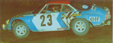 Jean Ragnotti - Pierre Thimonier
43º Rallye Automobile de Monte-Carlo 1975. Alpine-Renault A110 1800 (3797 HY 76). Abandonó por accidente en SS5 Peira Cava - Turini de 7.00 km

Del 15 al 23 de Enero, Monte Carlo.
Superficie: asfalto - nieve.

El Rally tenia un total de 2,345.00 Km de los que 472.00 Km divididos en 22 tramos eran especiales.

Se inscribieron 114 equipos, tomaron la salida 96, finalizaron 43.@
Palabras clave: ;Pierre_Thimonier;Renault;Alpine;A110;Montecarlo;1975