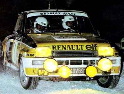 Jean Ragnotti - Jean-Marc Andrie 
49º Rallye Automobile de Monte-Carlo 1981. Renault 5 Turbo (440 VB 91). Clasificado 1º.
Renault Elf

Jean Ragnotti y Jean-Luc Thérier lucharon durante toda la prueba para mantenerse en la primera posición, hasta que en el primer tramo de la última etapa, SS25 Moulinet - La Bollène 2 (Turini) de 22.00 km, y durante su descenso, unos energúmenos tiraron nieve en una de las curvas justo antes del paso del Porsche 911 SC (4769 RP 34) de Jean-Luc Thérier, saliéndose éste de pista y perdiendo mucho tiempo para volver a ella, quedando al final de la prueba en 95º lugar.

Del 24 al 30 de Enero, Monte-Carlo.
Superficie: asfalto - nieve.

El Rally tenia un total de 3930.00 km de los que 750.00 km divididos en 32 tramos eran especiales.

Se inscribieron 274 equipos, tomaron la salida 263, finalizaron 133.@
Palabras clave: Renault;turbo;Montecarlo;nieve;1981