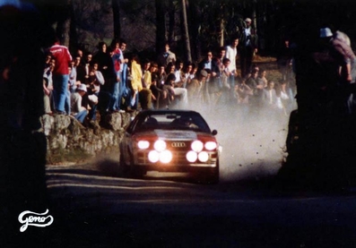Michèle Mouton - Fabrizia Pons
17º Rallye de Portugal - Vinho do Porto 1983. Audi Quattro A1 (IN-NM 82). Clasificada 2ª.
Audi Sport

Del 2 al 5 de Marzo, Estoril, Lisboa, Portugal.
Supeficie: asfalto - tierra.

El Rally tenia un total de 2325 km de los que 674.50 km divididos en 43 tramos eran especiales (3 de ellos fueron cancelados SS12 Figueira de Foz de 9 Km, SS13 Prestimo de 12,50 Km, SS14 Vouga de 10 Km).

Tomaron la salida 86 equipos, finalizaron 31.@
Palabras clave: Michele_Mouton;Audi;Quattro;Grupo_B;Portugal;1983