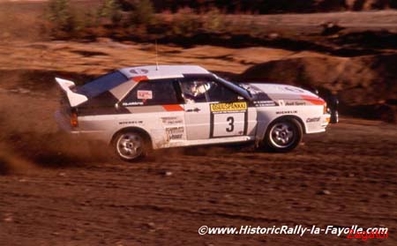 Stig Blomqvist - Bjorn Cederberg
33º 1000 Lakes Rally 1983. Audi Quattro A2 (IN-YA 34). Clasificado 2º.

Del 26 al 28 de Agosto, Jyväskylä, Finlandia.
Superficie: tierra.

El Rally tenia un total de 1461.00 km de los que 472.63 km divididos en 50 tramos, eran especiales.

Se inscribieron 180 equipos, tomaron la salida 174, finalizaron 71.@
Palabras clave: Stig_Blomqvist;Audi;Quattro;Finlandia;grupo_B;1983