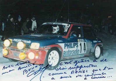 Bruno Saby - Françoise Sappey
51º Rallye Automobile de Monte-Carlo 1983. Renault 5 Turbo Tour de Corse (6711 WE 38). Clasificado 13º.

Del 22 al 28 de Enero, Monte-Carlo.
Superficie: asfalto - nieve.

RMC clasificó a todos los equipos que terminaron el 