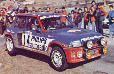 Bruno Saby - Françoise Sappey
51º Rallye Automobile de Monte-Carlo 1983. Renault 5 Turbo Tour de Corse (6711 WE 38). Clasificado 13º.

Del 22 al 28 de Enero, Monte-Carlo.
Superficie: asfalto - nieve.

RMC clasificó a todos los equipos que terminaron el 