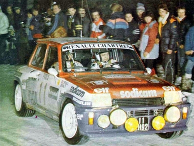 Jean-Luc Thérier - Michel Vial
51º Rallye Automobile de Monte-Carlo 1983. Renault 5 Turbo Tour de Corse (11 LH 92). Abandonó por caja de cambios en SS5 Col des Garcinets de 22.70 km.

Del 22 al 28 de Enero, Monte-Carlo.
Superficie: asfalto - nieve.

RMC clasificó a todos los equipos que terminaron el 