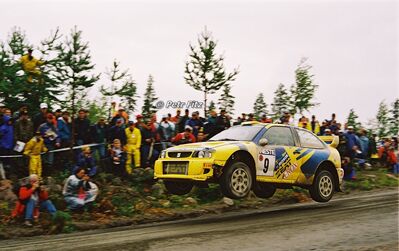 Harri Rovanperä - Risto Pietiläinen
48º Neste Rally Finland 1998. Seat Cordoba WRC (B-5329-UL). Clasificado 11º.

Del 21 al 23 de Agosto, Jyväskylä.
Superficie: tierra.

El Rally tenia un total de 1271.10 km de los que 384.10 km divididos en 24 tramos eran especiales.

Se inscribieron 116 equipos, tomaron la salida 116, finalizaron 62.

© Petr Fitz
@@
Palabras clave: ;Seat;Cordoba;WRC;Finlandia;1998;