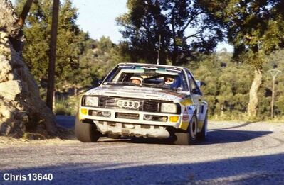 Bernard Darniche - Alain Mahé
30º Rallye du Var. Audi Sport Quattro S1. Abandonó por el cable del acelerador.

Del 23 al 25 de Noviembre, Sainte-Maxime, 
Superficie: asfalto.

Desconocemos de cuantos kilómetros tanto totales como cronometrados constaba la prueba.

Tomaron la salida 189 equipos, finalizaron 90.@
Palabras clave: ;Audi;Sport;Quattro;Grupo_B;Var;1984