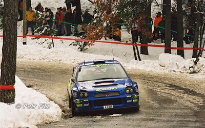 Richard Burns - Robert Reid
69º Rallye Automobile de Monte-Carlo 2001. Subaru Impreza S7 WRC '01 (X2 SRT). Abandonó por problemas eléctricos y no arrancar el coche antes del primer tramo de la segunda etapa SS7 BIF. D1/C1 - Turriers de 24.12 km.

Del 18 al 21 de Enero, Mónaco.
Superficie: asfalto - nieve.

El Rally tenia un total de 1738.81 km de los que 392.18 km divididos en 15 tramos eran especiales, (una de ellas fue cancelada SS10 Comps 2 de 20.53 Km).

Se inscribieron 60 equipos, tomaron la salida 56, finalizaron 27.

© Petr Fitz
@@
Palabras clave: Subaru;Impreza;WRC;Montecarlo;2001;nieve