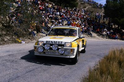 Carlos Sainz Cenamor - Antonio Boto
33º Rally RACE-Costa Blanca1985. Renault 5 Turbo TdC (VA-5060-I). Clasificado 5º.

Del 22 de Marzo al 24 de Marzo, Alicante.

Superficie: Asfalto con 410.00 km cronometrados.

Tomaron la salida 82 equipos, finalizaron 45.@
Palabras clave: ;Race;Renault;Turbo;1985;Grupo_B