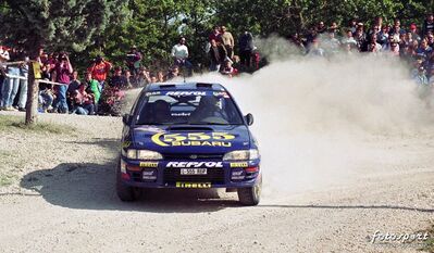 Carlos Sainz Cenamor - Luís Moya
36º Rallye Sanremo - Rallye de Italia 1994. Subaru Impreza 555 (L555 REP). Clasificado 2º.

Del 9 al 13 de Octubre, Sanremo, Liguria, Imperia, Italia.
Superficie: asfalto - tierra.

El Rally tenia un total de 2160.40 km de los que 526.03 km divididos en 26 tramos eran especiales (una de ellas fue cancelada SS17 Roncola de 9.40 km).

Se inscribieron 94 equipos, tomaron la salida 92, finalizaron 40.

© Fotosport
@
Palabras clave: ;Luis_Moya;Subaru;Impreza;Sanremo;1994