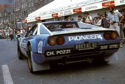 Francis Vincent - Willy Huret
19º Ypres 24 Horas Rally 1983. Ferrari 308 GTB (8803 KL 92). Clasificado 3º.
Ferrari France - Pozzi

Del 24 al 26 de Junio, Ypres, Bélgica.
Superficie: asfalto.

El Rally tenía 512.00 km cronometrados divididos en dos etapas y 53 tramos especiales.

Tomaron la salida 176 equipos, finalizaron 77.@
Palabras clave: Ferrari;GTB;Ypres;Grupo_B;1983