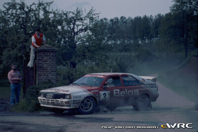 Marc Duez - Willy Lux
12º Lotto Haspengouwrally 1983. Audi Quattro A1 (N-RD 400). Clasificado 1º.

Del 13 al 15 de Mayo, Landen, Belgica.
Superficie: asfalto - tierra.

El Rally tenía un total de 413.94 km cronometrados divididos en 33 especiales (una de ellas fue cancelada) y 3 etapas.

Tomaron la salida 123 equipos, finalizaron 52.

© Filip Van den Bogaert
@
Palabras clave: Audi;Quattro;Haespengouwrally;1983;Grupo_B