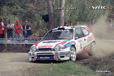 Didier Auriol - Denis Giraudet
41º Rallye Sanremo - Rallye d'Italia 1999. Toyota Corolla WRC (K-AM 8020). Clasificado 3º.
Toyota Castrol Team

Del 11 al 13 de Octubre, Sanremo, Liguria, Imperia, Italia.
Superficie: asfalto.

El Rally tenia un total de 1384.58 Km de los que 384.88 Km divididos en 18 tramos, eran especiales.

Se inscribieron 124 equipos, tomaron la salida 119, finalizaron 55.

© Giovanni Scarpari "fotosport"
@@
Palabras clave: Toyota;Corolla;WRC;Sanremo;1999