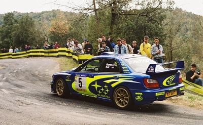 Richard Burns - Robert Reid
37º Rallye Catalunya - Costa Brava - Rallye de España 2001. Subaru Impreza S7 WRC 01 (X 7 SRT). Clasificado 7º.
Subaru World Rally Team

Del 22 al 25 de Marzo, Lloret de Mar, Girona, Catalunya, España.
Superficie: asfalto.

El Rally tenia un total de 1779.13 km de los que 383.18 km divididos en 18 tramos eran especiales, (una de ellas fue cancelada SS12 La Riba 2 de 35.89 Km).

Se inscribieron 79 equipos, tomaron la salida 76, finalizaron 36.

© Petr Fitz
@@
Palabras clave: Subaru;Impreza;Catalunya;Costa_Brava;2001