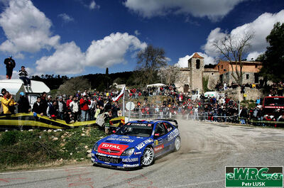 Sébastien Loeb - Daniel Elena
42º RallyRACC Catalunya - Costa Daurada 2006. Citroën Xsara WRC (829 DPT 78). Clasificado 1º.
Kronos Racing

Del 24 al 26 de Marzo, Salou, Tarragona, Catalunya, España.
Superficie: asfalto.

El Rally tenia un total de 1376.14 Km de los que 346.43 Km divididos en 16 tramos eran especiales.

Se inscribieron 71 equipos, tomaron la salida 66, finalizaron 56.

© Petr Lusk
@
Palabras clave: Citroen;Xsara;WRC;Catalunya;2006;España;Spain;Costa_Dorada
