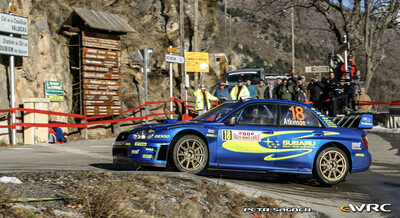 Chris Atkinson - Glenn Macneall
74º Rallye Automobile de Monte-Carlo 2006. Subaru Impreza S11 WRC '05 (JC54 WRC). Clasificado 6º.

Del 20 al 22 de Enero, Monaco.
Superficie: asfalto - nieve.

El Rally tenia un total de 1294.89 Km de los que 366.39 km divididos en 18 tramos eran especiales, (2 de ellas fueron canceladas SS3 Pierlas - Ilonse 1 de 23.22 Km y SS11 La Tour sur Tinee - Utelle 2 de 18.73 Km).

Se inscribieron 53 equipos, tomaron la salida 51, finalizaron 43.

© Petr Sagner
@
Palabras clave: Montecarlo;Subaru;Impreza;2006