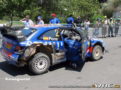Xevi Pons - Carlos del Barrio
53º BP Ultimate Acropolis Rally of Greece 2006. Citroën Xsara WRC (823 DPT 78). Clasificado 8º.
Kronos Racing

Del 2 al 4 de Junio, Athens.
Superficie: tierra.

El Rally constabade 3 etapas con un tenia un total de 1279.29 km de los que 355.62 km divididos en 18 tramos eran cronometrados.

Se inscribieron 91 equipos, tomaron la salida 84, finalizaron 69.

© Kostas Anagnostopoulos
@
Palabras clave: Citroen;Xsara;WRC;Acropolis;Grecia;Atenas;2006