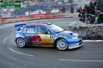 Gilles Panizzi - Hervé Panizzi
74º Rallye Automobile de Monte-Carlo 2006. Skoda Fabia WRC (4S5 3382). Clasificado 10º.
Red Bull Skoda

Del 20 al 22 de Enero, Monaco.
Superficie: asfalto - nieve.

El Rally tenia un total de 1294.89 Km de los que 366.39 km divididos en 18 tramos eran especiales, (2 de ellas fueron canceladas SS3 Pierlas - Ilonse 1 de 23.22 Km y SS11 La Tour sur Tinee - Utelle 2 de 18.73 Km).

Se inscribieron 53 equipos, tomaron la salida 51, finalizaron 43.

© Petr Lusk
@
Palabras clave: Skoda;Fabia;WRC;Montecarlo;2006