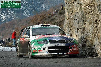 François Duval - Patrick Pivato
74º Rallye Automobile de Monte-Carlo 2006. Skoda Fabia WRC (S37 88E). Abandonó por accidente en SS9 La Tour sur Tinée - Utelle 1 - 18.73 km
First Motorsport Skoda

Del 20 al 22 de Enero, Monaco.
Superficie: asfalto - nieve.

El Rally tenia un total de 1294.89 Km de los que 366.39 km divididos en 18 tramos eran especiales, (2 de ellas fueron canceladas SS3 Pierlas - Ilonse 1 de 23.22 Km y SS11 La Tour sur Tinee - Utelle 2 de 18.73 Km).

Se inscribieron 53 equipos, tomaron la salida 51, finalizaron 43.

© Marek Felt
@
Palabras clave: Skoda;Fabia;WRC;Montecarlo;2006