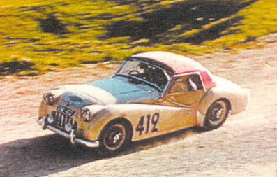 Maurice Gatsonides - Ed Pennybacker
18º Rallye International des Alpes 1956. Triumph TR3. Clasificado 8º.

De 6 al 13 de Julio, Marseille - Zagreb - Marseille.
Superficie: asfalto.

Tomaron la salida 80 equipos, finalizaron 34.@
Palabras clave: Triumph;Alpes;1956