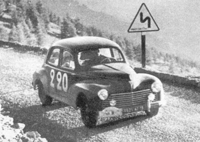 Robert Rastit - Jacques Tardieu
18º Rallye International des Alpes 1956. Peugeot 203.

De 6 al 13 de Julio, Marseille - Zagreb - Marseille.
Superficie: asfalto.

Tomaron la salida 80 equipos, finalizaron 34.@
Palabras clave: Peugeot;Alpes;1956