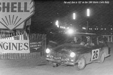 Pat Moss-Carlsson - Ann Wisdom-Riley
29º Rallye Automobile de Monte-Carlo 1960. Austin A40 Farina (947 AOF). Clasificada 17ª en la clasificación general y 1ª en Copa de Damas.

Del 19 al 23 de Enero, Monte-Carlo.
Superficie: asfalto - nieve.

Tomaron la salida 311 equipos, finalizaron 152.@
Palabras clave: Pat_Moss-Carlsson;Austin;Farina;Montecarlo;1960