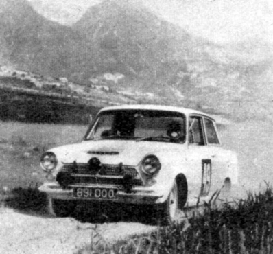 David Seigle-Morris - Barry Hercock
24º Coupe des Alpes 1963. Ford Cortina GT. Clasificado 4º.

Del 20 al 25 de Junio, Marseille - Chamonix - Milan - Marseille.
Superficie: asfalto.

Tomaron la salida 79 equipos, finalizaron 24.@
Palabras clave: Ford;Alpes;1963