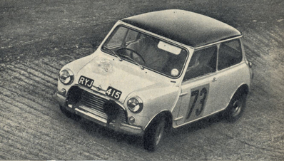 John Wadsworth - Peter Cooke
25º Coupe des Alpes 1964. Morris Mini Cooper S (RYJ 415). Clasificado 6º.

Del 22 al 27 de Junio, Marseille - Grenoble - Monte-Carlo.
Superficie: asfalto.

La prueba constaba 10 tramos cronometrados.
Incluyendo tramos de enlace y cronometrados tenía un total de 3412.00 km.

Tomaron la salida 73 Equipos, finalizaron 25.@
Palabras clave: Mini;Alpes;1964