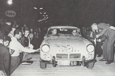 Jean-Jacques Thuner - John Gretener
25º Coupe des Alpes 1964. Triumph Spitfire (ADU 6B). Abandonó por accidente durante un tramo de enlace.

Del 22 al 27 de Junio, Marseille - Grenoble - Monte-Carlo.
Superficie: asfalto.

La prueba constaba 10 tramos cronometrados.
Incluyendo tramos de enlace y cronometrados tenía un total de 3412.00 km.

Tomaron la salida 73 Equipos, finalizaron 25.@
Palabras clave: Triumph;Alpes;1964