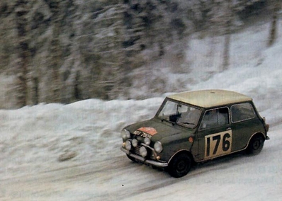 Harry Källström - Ragnvald Haakansson
34º Rallye Automobile de Monte-Carlo 1965. BMC Mini Cooper S (AGU 780B). Abandonó.

Del 16 al 25 de Enero, Monte-Carlo.
Superficie: asfalto - nieve.

Se inscribieron 275 equipos, tomaron la salida 237, finalizaron 35.@@
Palabras clave: ;Mini;Montecarlo;1965;nieve