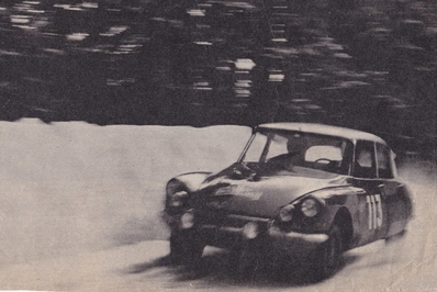 Jean-Claude Ogier - Bruno Pompanon
36º Rallye Automobile de Monte-Carlo 1967. Citröen DS 21 (9670 TM 75). Clasificado 64º.

Del 14 al 20 de Enero, Monaco.
Superficie: asfalto - nieve.

Se inscribieron 221 equipos, tomaron la salida 195, finalizaron 92.@
Palabras clave: Citroen;DS21;Montecarlo;1967