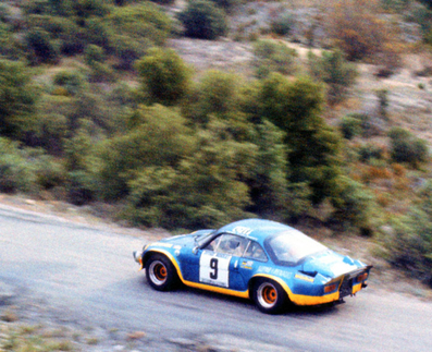 Jean-Luc Thérier - Marcel Callewaert
16º Critérium International des Cévennes 1972. Alpine-Renault A110 1600 (3429 GY 76). Clasificado 1º.

Del 25 al 26 de Noviembre, Montpellier.
Superficie: asfalto.

La prueba tenia un total de 545.00 km de los que 303.00 km divididos en 12 tramos eran especiales.

Tomaron la salida 53 equipos, finalizaron 18.@
Palabras clave: ;Criterium_Cevennes;Renault;Alpine;1972