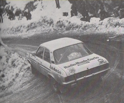 Jean Ragnotti - Pierre Thimonier
41º Rallye Automobile de Monte-Carlo 1972. Opel Ascona 1.9 (1970 XT 75). Clasificado 9º.

Del 21 al 28 de Enero, Monte-Carlo.
Superficie: asfalto - nieve.

El Rally constaba de 2 etapas y 437.50 km cronometrados divididos en 16 tramos especiales.

Se inscribieron 299 equipos, tomaron la salida 264, finalizaron 40.@
Palabras clave: ;Opel;Ascona;Montecarlo;1972