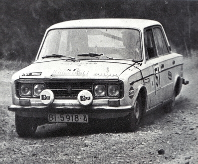 Jaime Castellanos - M. Saralegui
7º Rally Firestone 1973. Seat 1430 (BI-5918-A). Clasificado 12º.

Del 6 al 8 de Abril. Coef. 7,4.
Puntuable para el Campeonato de Europa de Rallyes para conductores.
Organizador Real Peña Motorista de Vizcaya.

El Rally tenia un total de 1505 Km de los que 383 Km divididos en 27 tramos, eran especiales.

Se inscribieron 96 equipos, tomaron la salida 71, finalizaron 27.@
Palabras clave: Seat;Firestone;1973