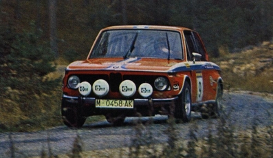 Estanislao Reverter - Antonio Reverter
22º RACE Rallye de España 1974. BMW 2002 Tii. Clasificado 3º.

Del 25 al 27 de Octubre.
Superficie: asfalto.

Desconocemos de cuantos kilómetros tanto totales como cronometrados tenia la prueba.

Tomaron la salida 45 equipos, finalizaron 19.@
Palabras clave: Estanislao_Reverter;BMW;RACE;1974