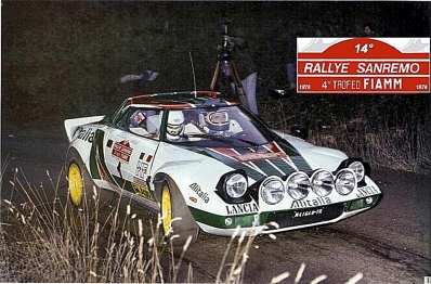 Sandro Munari - Silvio Maiga
18º Rally Sanremo 1976. Lancia Stratos HF (TO N41648). Clasificado 2º.

Del 6 al 9 de Octubre, Sanremo, Imperia, Liguria, Italia.
Superficie: asfalto.

El Rally tenia un total de 1509 km de los que 780 Km divididos en 36 tramos eran especiales, (2 de ellos fueron cancelados SS9 y SS30).

Tomaron la salida 133 equipos, finalizaron 68.@
Palabras clave: Sandro_Munari;Silvio_Maiga;Lancia;Stratos;Sanremo;1976