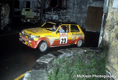 Jean Ragnotti - Jean-Marc Andrié
19º Rally Sanremo 1977. Renault 5 Alpine (2529 JR 76). Clasificado 7º.

Del 4 al 8 de Octubre, Sanremo, Liguria, Imperia, Italia.
Superficie: asfalto.

El Rally tenia un total de 1608 km de los que 867.35 km divididos en 33 tramos eran especiales, (3 de ellas fueron canceladas SS18 Melogno 2 de 15.30 Km, SS19 Giovetti 2 de 11.50 Km y SS20 Quazzo 2 de 11.90 Km).

Tomaron la salida 133 equipos, finalizaron 38.

COPYRIGHT McKlein Photography
@
Palabras clave: ;Renault;Alpine;Sanremo;1977