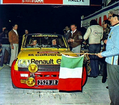 Jean Ragnotti - Jean-Marc Andrié
19º Rally Sanremo 1977. Renault 5 Alpine (2529 JR 76). Clasificado 7º.

Del 4 al 8 de Octubre, Sanremo, Liguria, Imperia, Italia.
Superficie: asfalto.

El Rally tenia un total de 1608 km de los que 867.35 km divididos en 33 tramos eran especiales, (3 de ellas fueron canceladas SS18 Melogno 2 de 15.30 Km, SS19 Giovetti 2 de 11.50 Km y SS20 Quazzo 2 de 11.90 Km).

Tomaron la salida 133 equipos, finalizaron 38.@
Palabras clave: ;Renault;Alpine;Sanremo;1977