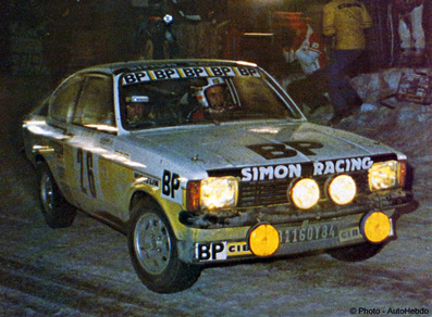 Jean-Louis Clarr - Dominique Mahuteaux
47º Rallye Automobile de Monte-Carlo 1979. Opel Kadett GT/E (8116 QY 84). Clasificado 12º.

Del 20 al 26 de Enero, Monte-Carlo.
Superficie: asfalto - nieve.

El Rally tenia un total de 4840 km de los que 619 km divididos en 30 tramos, eran especiales (1 de ellos fue cancelado SS13 St Barthelemy de 19 Km).

Se inscribieron 255 equipos, tomaron la salida 233, finalizaron 84.@
Palabras clave: ;Opel;Kadett;GT-E;Montecarlo;1979;nieve