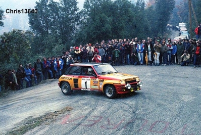 Jean Ragnotti - Jean-Marc Andrié
23º Critérium des Cévennes 1980. Renault 5 Turbo. Clasificado 2º.

Del 22 al 23 de Noviembre, Montpellier.
Superficie: asfalto.

La prueba tenía un total de 716.00 km de los que 417.00 km divididos en 15 tramos eran especiales.

Tomaron la salida 276 equipos, finalizaron 116.@
Palabras clave: ;Criterium_Cevennes;Renault;Turbo;1980