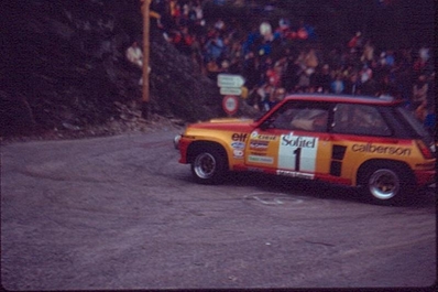 Jean Ragnotti - Jean-Marc Andrié
23º Critérium des Cévennes 1980. Renault 5 Turbo. Clasificado 2º.

Del 22 al 23 de Noviembre, Montpellier.
Superficie: asfalto.

La prueba tenía un total de 716.00 km de los que 417.00 km divididos en 15 tramos eran especiales.

Tomaron la salida 276 equipos, finalizaron 116.@
Palabras clave: ;Criterium_Cevennes;Renault;Turbo;1980
