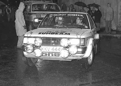 Henri Toivonen - Antero Lindqvist
14º Rallye de Portugal - Vinho do Porto 1980. Talbot Sunbeam Lotus (KKV 444V). Abandonó por eje trasero en SS25 Cabreira de 26,50 Km.

Del 4 al 9 de Marzo, Estoril, Portugal.
Superficie: asfalto - tierra.

El Rally tenia un total de 2641.4 km de los que 673.50 km divididos en 47 tramos eran especiales.

Tomaron la salida 101 equipos, finalizaron 16.@
Palabras clave: Henri_Toivonen;Talbot;Sunbeam;Lotus;Portugal;1980