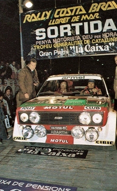 Bernard Béguin - Jean-Jacques Lenne
29º Rally Costa Brava 1981. Fiat 131 Abarth (MI 18209H). Abandonó por pérdida de rueda.

Del 20 al 22 de Febrero, Lloret de Mar, Girona, Catalunya, España.
Superficie: asfalto - tierra.

Tomaron la salida 76 equipos, finalizaron 15.@
Palabras clave: ;Costa_Brava;Fiat;Abarth;1981;Parque_Cerrado;España;Spain