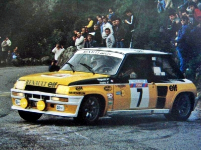 Jean Ragnotti - Jean-Marc Andrié
26º Tour de Corse - Rallye de France 1982. Renault 5 Turbo (50 VP 91). Clasificado 1º.
Renault Elf

Del 6 al 8 de Mayo, Ajaccio, Córcega, Francia.
Superficie: asfalto.

El Rally tenia un total de 1616.70 km de los que 1176.10 km divididos en 27 tramos eran especiales.

Se inscribieron 181 equipos, tomaron la salida 177, finalizaron 47.@
Palabras clave: Renault;Turbo;Corcega;1982;Corse