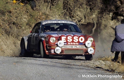 Jean-Luc Thérier - Michel Vial
50º Rallye Automobile de Monte-Carlo 1982. Porsche 911 SC (9262 SC 34). Clasificado 3º.
Esso

(Col de Corobin).

Del 16 al 22 de Enero, Monte Carlo.
Superficie: asfalto - nieve.

El Rally tenia un total de 4082.71 km de los que 747.81 km divididos en 32 tramos eran especiales, (2 de ellas fueron canceladas SS7 Trigance - Chateauvieux 1 de 28,53 Km y SS15 St Jean en Royans - La Chapelle en Vercors de 38,67 Km).

Se inscribieron 306 equipos, tomaron la salida 299, finalizaron 140.

© McKlein Photography
@@
Palabras clave: Porsche;SC;Montecarlo;1982