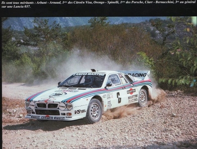 Jean-Louis Clarr - Giovanni Bernacchini
41º Tour de France Automobile 1982. Lancia Rally 037 (TO Y09062). Clasificado 3º.

Del 17 al 22 de Septiembre, Paris, Nice.
Superficie: asfalto - tierra.

La prueba tenia un total de 603.00 km cronometrados divididos en 5 etapas y 29 tramos especiales.

Tomaron la salida 84 equipos, finalizaron 38.

(Foto agradecimientos a Jean-Louis Clarr en Facebook)
@
Palabras clave: ;Giovanni_Bernacchini;Lancia;Grupo_B;Tour_France_Automobile;1982