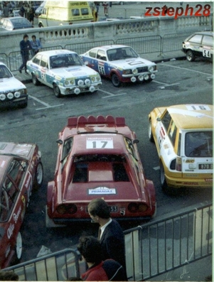 42º Tour de France Automobile 1983
En el centro el Ferrari 308 GTB de Panic - D.Bouteloup, clasificado 16º.
 Al lado derecho de la foto el Renault 5 Turbo de D.de Meyer - B.Borie, abandonó en SS4.

Del 19 al 23 Septiembre, Paris, Nice, Francia.
Superficie: asfalto.

El Rally tenia un total de 2800.00 km de los que 630.00 km divididos en 3 etapas y 32 tramos eran especiales (uno de ellos fue cancelado SS27 Col du Noyer).

Tomaron la salida 84 equipos, finalizaron 37.
@
Palabras clave: Tour_France_Automobile;1983;Parque_Cerrado;Ferrari;Renault;Turbo;Grupo_B