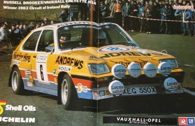 Russell Brookes - Mike Broad
44º Rothmans Circuit of Ireland Rally 1983. Vauxhall Chevette 2300 HSR (XEG 550X). Clasificado 1º.
Andrews Heat for Hire

Del 1 al 5 de Abril, Belfast, Irlanda del Norte.

El Rally tenia un total de 864.82 Km cronometrados divididos en 5 etapas y 54 tramos eran especiales (2 de ellos fueron cancelados SS34 Glen Ellen de 13.26 km y SS41 Ballybuck de 17.28km).

Tomaron la salida 105 equipos, finalizaron 34.@
Palabras clave: Vauxhall_Chevette;Grupo_B;Circuit_Ireland;Irlanda;1983