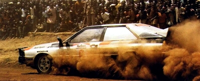 Hannu Mikkola - Arne Hertz
31º Marlboro Safari Rally 1983. Audi Quattro A1 (IN-YC 17). Clasificado 2º.

Del 30 de Marzo al 4 de Abril, Nairobi, Kenya, África.
Superficie: tierra.

El Rally tenia un total de 5035 km en los que 1620.95 km se encontraban 26 controles horarios.

Tomaron la salida 78 equipos, finalizaron 22.@
Palabras clave: ;Audi;Quattro;Grupo_B;Safari;1983