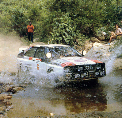 Hannu Mikkola - Arne Hertz
31º Marlboro Safari Rally 1983. Audi Quattro A1 (IN-YC 17). Clasificado 2º.

Del 30 de Marzo al 4 de Abril, Nairobi, Kenya, África.
Superficie: tierra.

El Rally tenia un total de 5035 km en los que 1620.95 km se encontraban 26 controles horarios.

Tomaron la salida 78 equipos, finalizaron 22.@
Palabras clave: ;Audi;Quattro;Grupo_B;Safari;1983