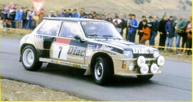 François Chatriot - Danià«l Brichot
42º Tour de France Automobile 1983. Renault 5 Turbo Tour de Corse (44 EHN 75). Clasificado 2º.
Diac Renault

Del 19 al 23 Septiembre, Paris, Nice, Francia.
Superficie: asfalto.

El Rally tenia un total de 2800.00 km de los que 630.00 km divididos en 3 etapas y 32 tramos eran especiales (uno de ellos fue cancelado SS27 Col du Noyer).

Tomaron la salida 84 equipos, finalizaron 37.@
Palabras clave: Renault;Turbo;Grupo_B;Tour_France_Automobile;1983